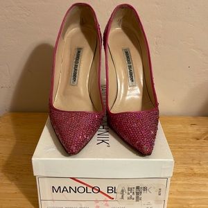 Manolo Blahnik Pink Sequin Box included
